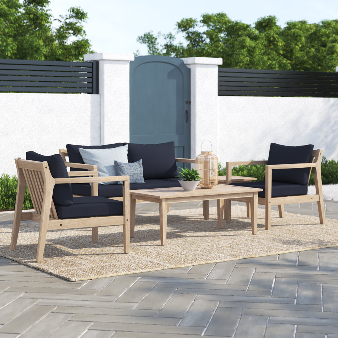 Amina 5 Piece Outdoor Acacia Sofa Seating Group with Cushions